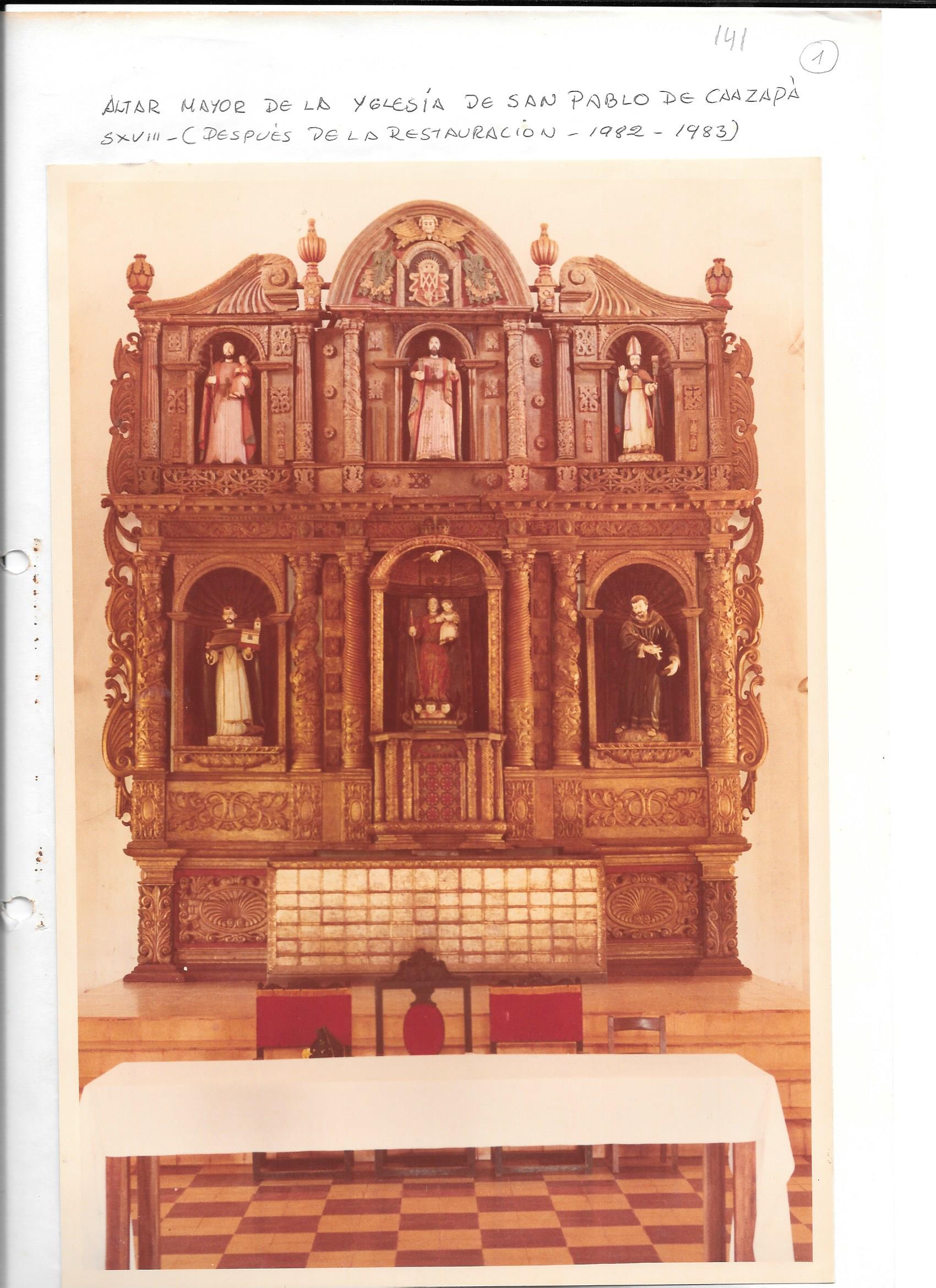 Altar mayor de la Iglesia de San Pablo después de la restauración