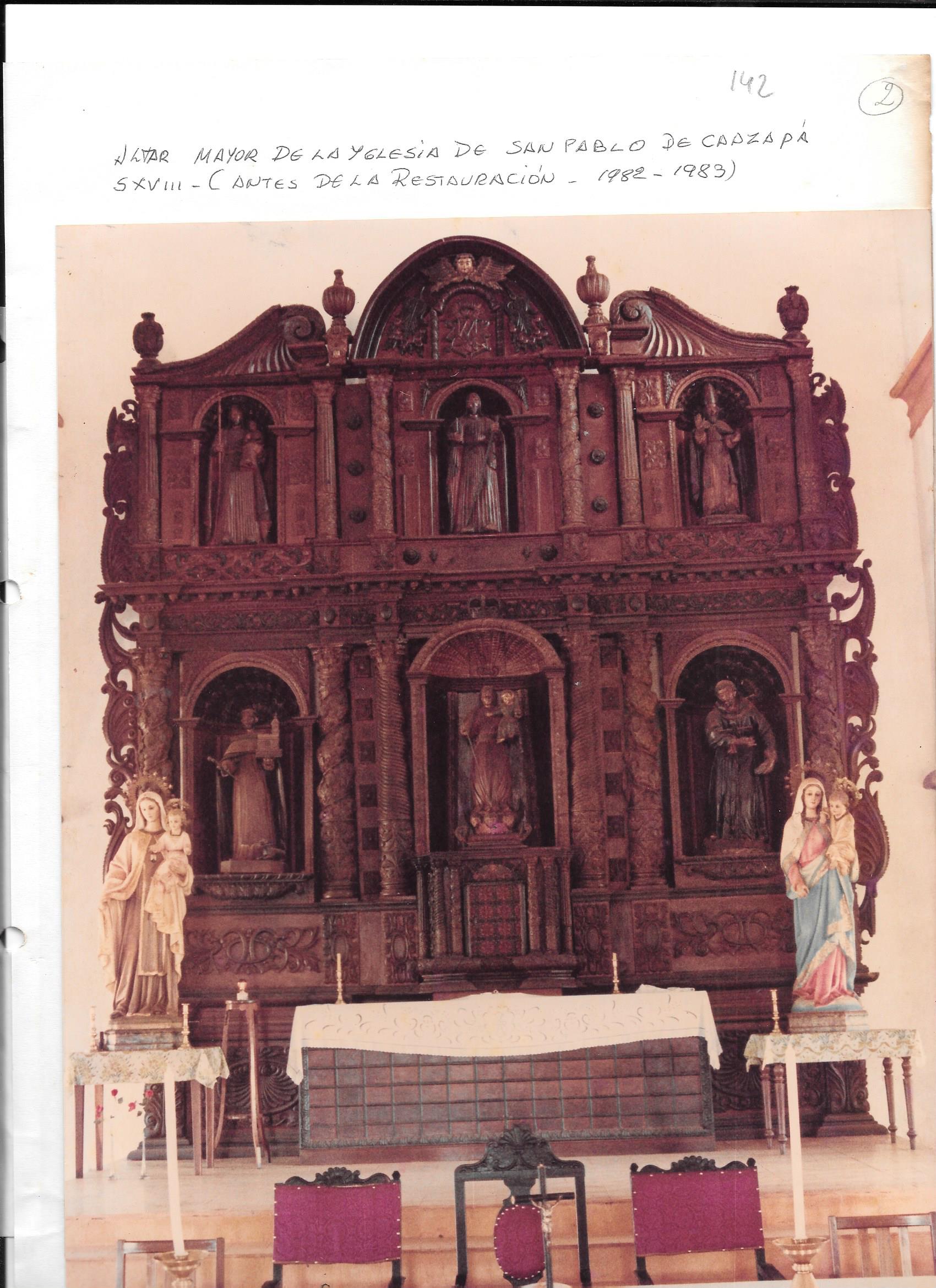 Altar mayor de la Iglesia de San Pablo antes de la restauración