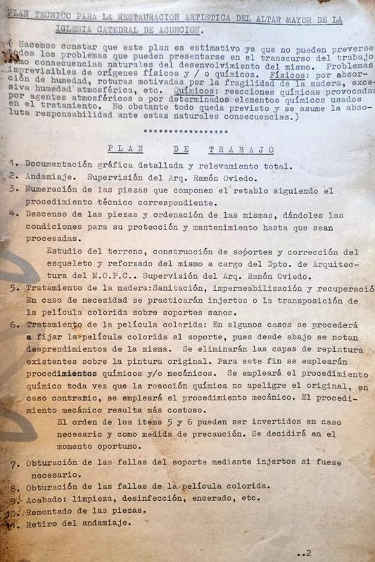 Plan técnico: Altar Mayor de la Iglesia Catedral de Asunción